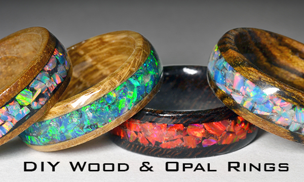DIY Opal inlaid wood rings